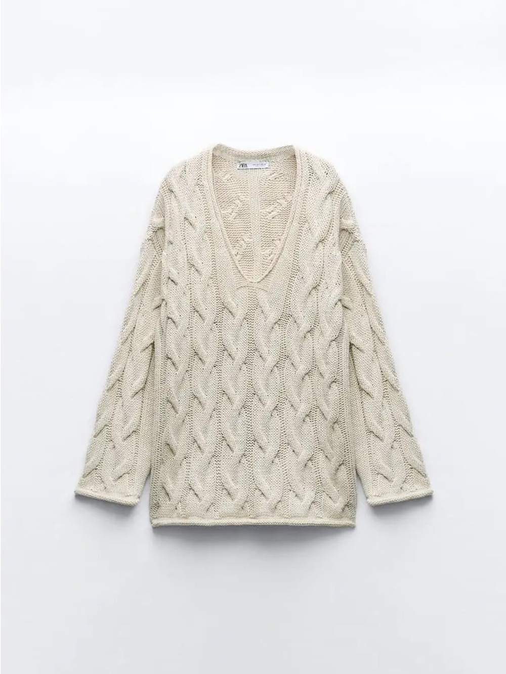 Zara Cable Knit Sweater in Beige